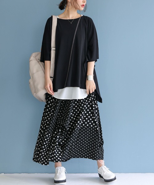 osharewalker（オシャレウォーカー）の「【機能素材】『ドルマン変形カットソー』（Tシャツ/カットソー・レディース・ブラック/アイボリー/ピンク/グリーン/モカ/グレイッシュブルー/ラベンダー・FREE）」の20枚目の写真