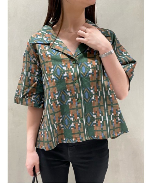 MOUSSY（マウジー）の「MULHOUSE OPEN COLLAR シャツ（シャツ/ブラウス・レディース・ボルドー/ブラウン/グリーン・FREE）」の17枚目の写真