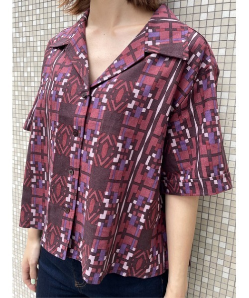 MOUSSY（マウジー）の「MULHOUSE OPEN COLLAR シャツ（シャツ/ブラウス・レディース・ボルドー/ブラウン/グリーン・FREE）」の19枚目の写真