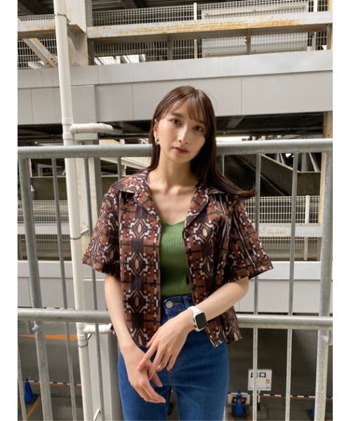 MOUSSY（マウジー）の「MULHOUSE OPEN COLLAR シャツ（シャツ/ブラウス・レディース・ボルドー/ブラウン/グリーン・FREE）」の22枚目の写真