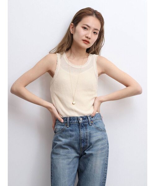 Ungrid（アングリッド）の「透かし編みニットタンクトップ（タンクトップ・レディース・ブラック/アイボリー/カーキ・FREE）」の2枚目の写真