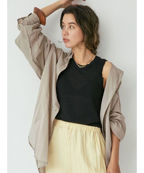 Ungrid（アングリッド）の「透かし編みニットタンクトップ（タンクトップ・レディース・ブラック/アイボリー/カーキ・FREE）」の5枚目の写真