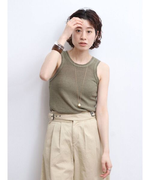 Ungrid（アングリッド）の「透かし編みニットタンクトップ（タンクトップ・レディース・ブラック/アイボリー/カーキ・FREE）」の9枚目の写真
