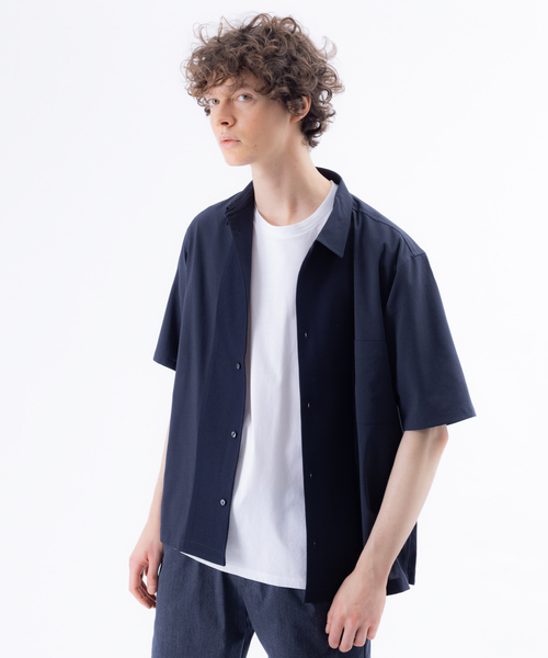 ABAHOUSE(アバハウス)の「EVALET T/C素材 ラッセル 半袖シャツ(シャツ/ブラウス・メンズ・ベージュ/ダークオレンジ/ダークネイビー・44/46/48)」の3枚目の写真