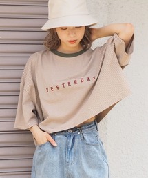 tiptop | 2021SS ボーダーショート丈Tシャツ(Tシャツ/カットソー)