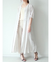 単色花柄前開きワンピース