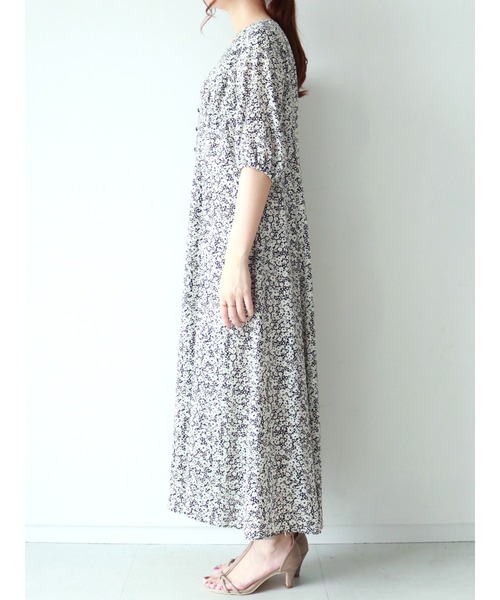 花柄ワンピース2918 Lace Ladies 花柄ワンピース フラワープリント フレアワンピ