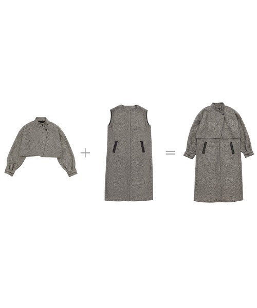 select MOCA(セレクトモカ)の「2022 AW ヘリンボーン3wayコート(その他アウター・レディース・ライトグレー/ライトベージュ・FREE)」の4枚目の写真