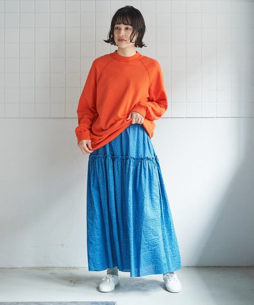 bulle de savon（ビュルデサボン）の「Bigロゴトレーナー（スウェット・レディース・サックスブルー/オレンジ/ピンク・FREE）」の4枚目の写真