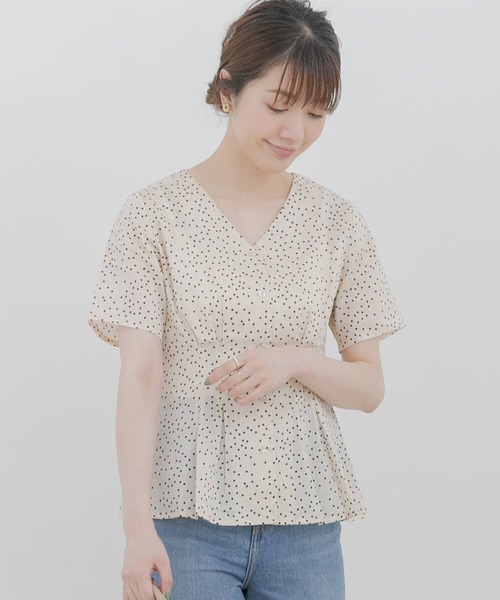 URBAN RESEARCH Sonny Label(アーバンリサーチサニーレーベル)の「Vネックドットブラウス(シャツ/ブラウス・レディース・ブラック/オフホワイト・FREE)」の2枚目の写真