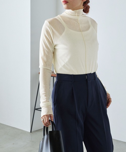 forksy.(フォルクシー)の「【forksy.】シアーメローハイネックアソート柄カットソー(Tシャツ/カットソー・レディース・ベージュ/ブラウン/ライトグリーン/グレイッシュブルー/ダークオレンジ/アイボリー/ブラック/オレンジ/パープル系その他/ブラウン系その他/パープル/グリーン系/ブルー系/グレー系/ブラウン系/オレンジ系・FREE)」の20枚目の写真