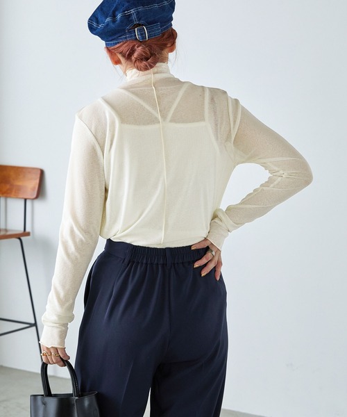 forksy.(フォルクシー)の「【forksy.】シアーメローハイネックアソート柄カットソー(Tシャツ/カットソー・レディース・ベージュ/ブラウン/ライトグリーン/グレイッシュブルー/ダークオレンジ/アイボリー/ブラック/オレンジ/パープル系その他/ブラウン系その他/パープル/グリーン系/ブルー系/グレー系/ブラウン系/オレンジ系・FREE)」の19枚目の写真