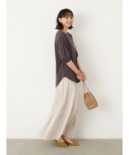 earth music&ecology（アースミュージックアンドエコロジー）の「5分袖パフスリーブカットチュニック ＊（チュニック・レディース・ピンク系その他2/ミント/チャコールグレー/オフホワイト・FREE）」の19枚目の写真