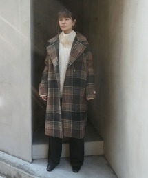CORNERS | チェック柄ロールアップ袖ロングコート(その他アウター)