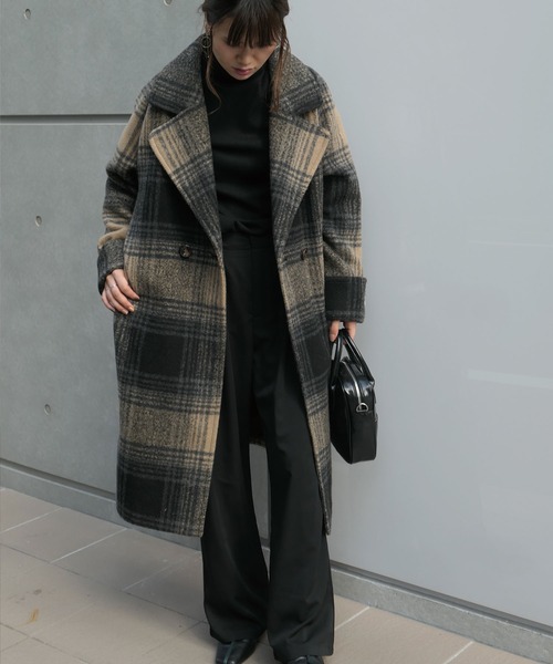 CORNERS（コーナーズ）の「チェック柄ロールアップ袖ロングコート（その他アウター・レディース・ベージュ/ブラウン・M/L）」の19枚目の写真