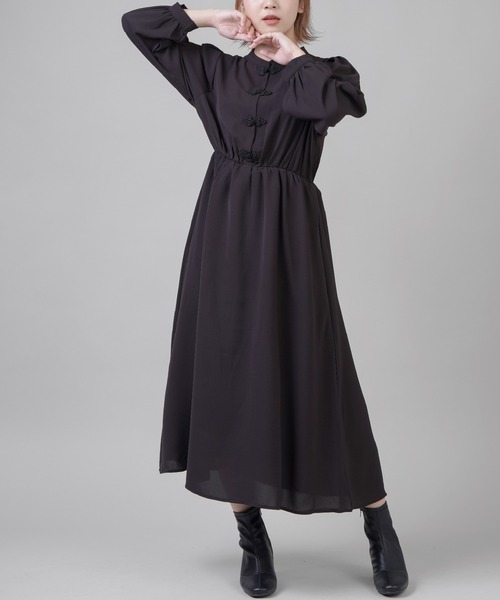 SPINNS（スピンズ）の「チャイナボタン ワンピース（ワンピース・レディース・ワイン/ブルー/ダークグリーン/ブラック・ONESIZE）」の15枚目の写真