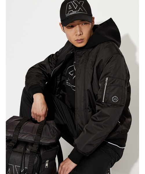 ARMANI EXCHANGE（アルマーニエクスチェンジ）の「【A|X アルマーニ エクスチェンジ】AXロゴ&ライン　スウェットパーカ（パーカー・メンズ・ブラック・SMALL/MEDIUM/LARGE/X-SMALL）」の2枚目の写真