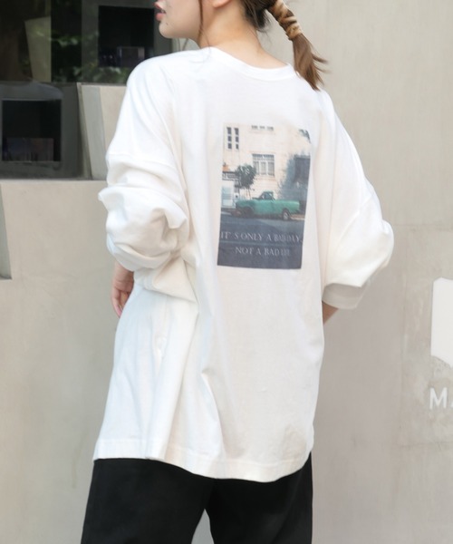 CORNERS(コーナーズ)の「フォトロゴ2wayT-shirt(Tシャツ/カットソー・レディース・オフホワイト/グリーン/オートミール/スミクロ・FREE)」の7枚目の写真