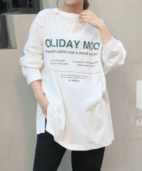 CORNERS(コーナーズ)の「フォトロゴ2wayT-shirt(Tシャツ/カットソー・レディース・オフホワイト/グリーン/オートミール/スミクロ・FREE)」の5枚目の写真