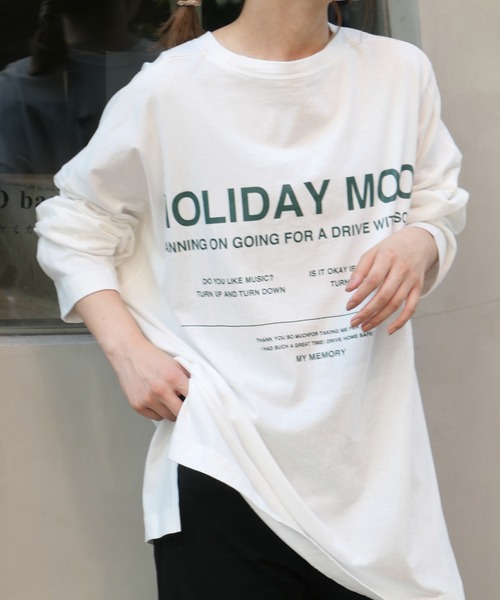 CORNERS(コーナーズ)の「フォトロゴ2wayT-shirt(Tシャツ/カットソー・レディース・オフホワイト/グリーン/オートミール/スミクロ・FREE)」の6枚目の写真