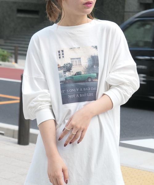CORNERS(コーナーズ)の「フォトロゴ2wayT-shirt(Tシャツ/カットソー・レディース・オフホワイト/グリーン/オートミール/スミクロ・FREE)」の12枚目の写真