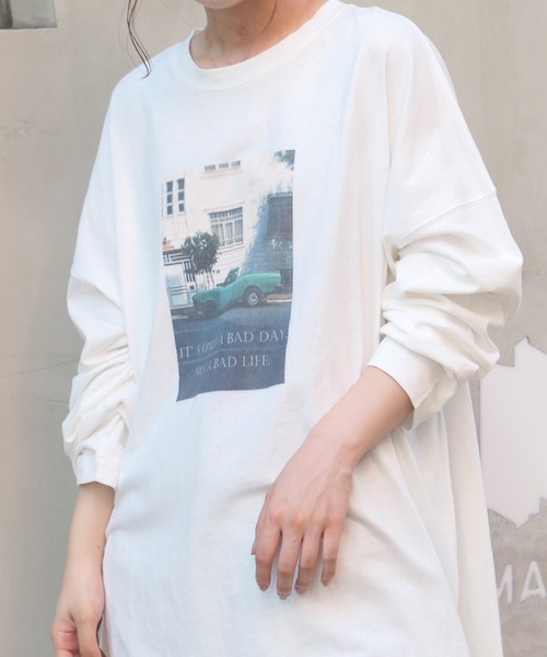 CORNERS(コーナーズ)の「フォトロゴ2wayT-shirt(Tシャツ/カットソー・レディース・オフホワイト/グリーン/オートミール/スミクロ・FREE)」の22枚目の写真