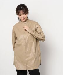 Per sist ence | Per sist ence/パーシエンス フェイクレザー バンドカラーシャツ(シャツ/ブラウス)