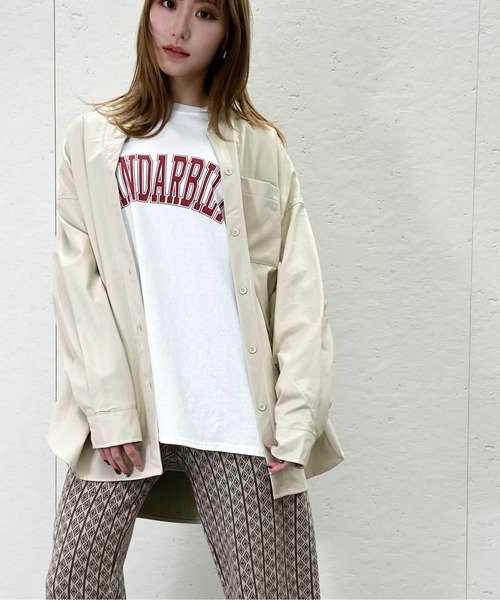 Per sist ence(パーシエンス)の「Per sist ence/パーシエンス フェイクレザー バンドカラーシャツ(シャツ/ブラウス・レディース・ブラック/ベージュ/アイボリー・FREE)」の3枚目の写真