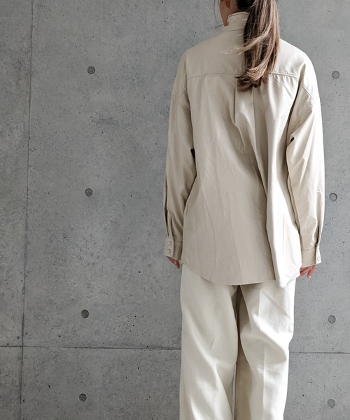 Per sist ence(パーシエンス)の「Per sist ence/パーシエンス フェイクレザー バンドカラーシャツ(シャツ/ブラウス・レディース・ブラック/ベージュ/アイボリー・FREE)」の7枚目の写真