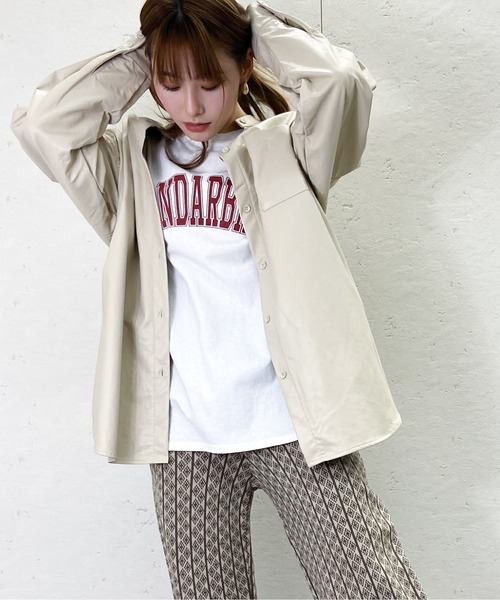 Per sist ence(パーシエンス)の「Per sist ence/パーシエンス フェイクレザー バンドカラーシャツ(シャツ/ブラウス・レディース・ブラック/ベージュ/アイボリー・FREE)」の16枚目の写真