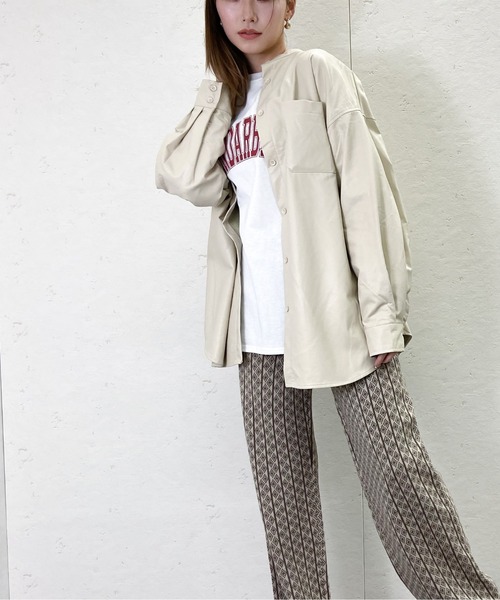 Per sist ence(パーシエンス)の「Per sist ence/パーシエンス フェイクレザー バンドカラーシャツ(シャツ/ブラウス・レディース・ブラック/ベージュ/アイボリー・FREE)」の14枚目の写真