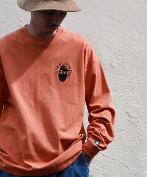 BACK NUMBER(バックナンバー)の「【BACK NUMBER】刺繍プリントロンT(Tシャツ/カットソー・メンズ・ライトグレー/オレンジ/ブルー・L/M/XL)」の3枚目の写真