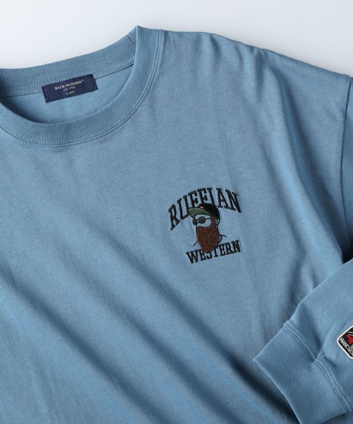 BACK NUMBER(バックナンバー)の「【BACK NUMBER】刺繍プリントロンT(Tシャツ/カットソー・メンズ・ライトグレー/オレンジ/ブルー・L/M/XL)」の4枚目の写真