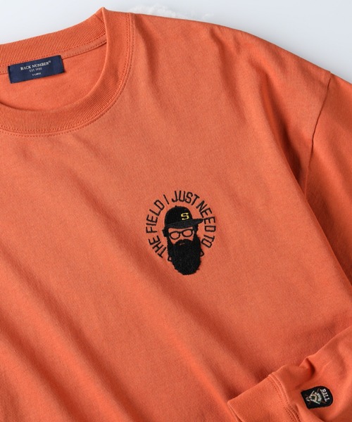 BACK NUMBER(バックナンバー)の「【BACK NUMBER】刺繍プリントロンT(Tシャツ/カットソー・メンズ・ライトグレー/オレンジ/ブルー・L/M/XL)」の5枚目の写真