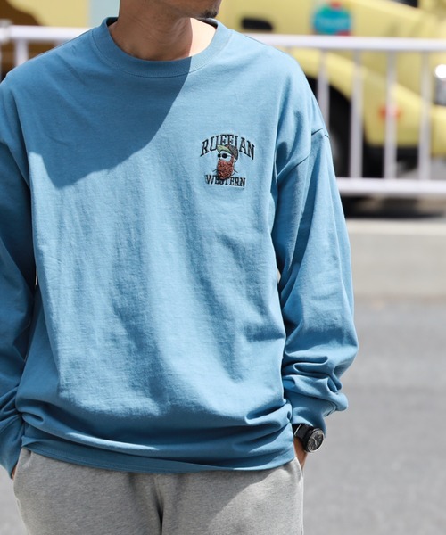 BACK NUMBER(バックナンバー)の「【BACK NUMBER】刺繍プリントロンT(Tシャツ/カットソー・メンズ・ライトグレー/オレンジ/ブルー・L/M/XL)」の6枚目の写真