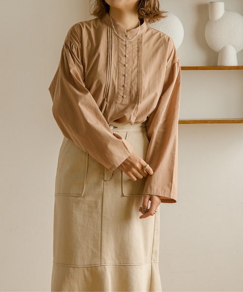 Ambre Neige（アンブルネージュ）の「クルミボタンフレアスリーブシャツ／【WEB/EC限定商品】（シャツ/ブラウス・レディース・モカ/ベージュ/オフホワイト/ライトベージュ/ライトブラウン・FREE）」の4枚目の写真