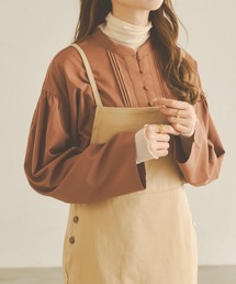 クルミボタンフレアスリーブシャツ/【WEB/EC限定商品】