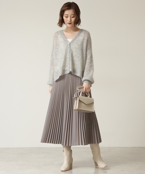 NATURAL BEAUTY BASIC（ナチュラルビューティーベーシック）の「モヘヤブレンドニット カーデ（カーディガン/ボレロ・レディース・グレー/チャコールグレー/ラベンダー・MEDIUM）」の21枚目の写真