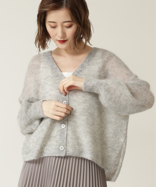 NATURAL BEAUTY BASIC（ナチュラルビューティーベーシック）の「モヘヤブレンドニット カーデ（カーディガン/ボレロ・レディース・グレー/チャコールグレー/ラベンダー・MEDIUM）」の18枚目の写真