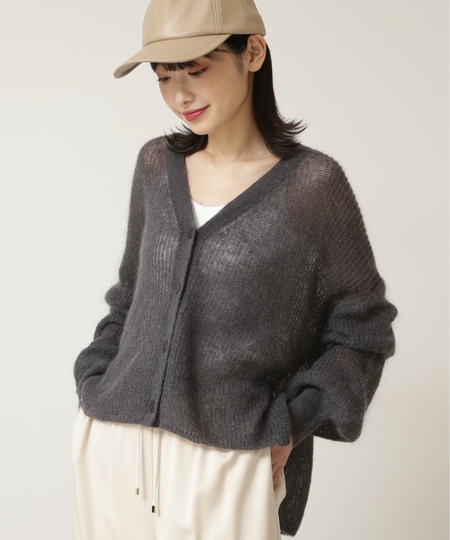 NATURAL BEAUTY BASIC（ナチュラルビューティーベーシック）の「モヘヤブレンドニット カーデ（カーディガン/ボレロ・レディース・グレー/チャコールグレー/ラベンダー・MEDIUM）」の12枚目の写真