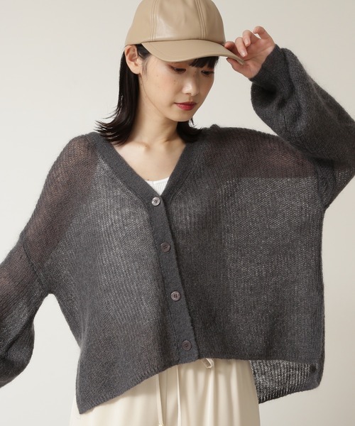 NATURAL BEAUTY BASIC（ナチュラルビューティーベーシック）の「モヘヤブレンドニット カーデ（カーディガン/ボレロ・レディース・グレー/チャコールグレー/ラベンダー・MEDIUM）」の20枚目の写真