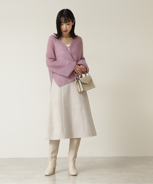 NATURAL BEAUTY BASIC（ナチュラルビューティーベーシック）の「モヘヤブレンドニット カーデ（カーディガン/ボレロ・レディース・グレー/チャコールグレー/ラベンダー・MEDIUM）」の9枚目の写真