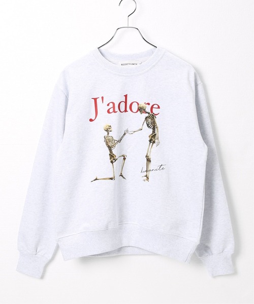 ROCKET x LUNCH（ロケットアンドランチ）の「【ROCKET × LUNCH/ロケット ランチ】R HUMANITE GRAPHIC SWEATS（Tシャツ/カットソー・レディース・チャコールグレー/ネイビー・SMALL）」の2枚目の写真