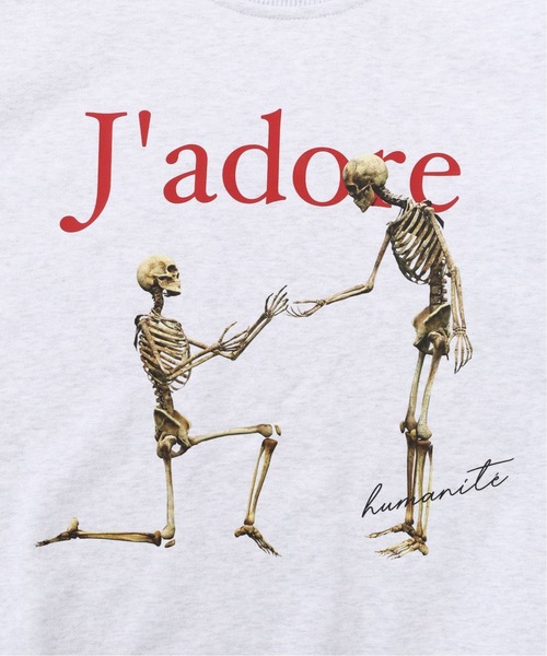 ROCKET x LUNCH（ロケットアンドランチ）の「【ROCKET × LUNCH/ロケット ランチ】R HUMANITE GRAPHIC SWEATS（Tシャツ/カットソー・レディース・チャコールグレー/ネイビー・SMALL）」の8枚目の写真