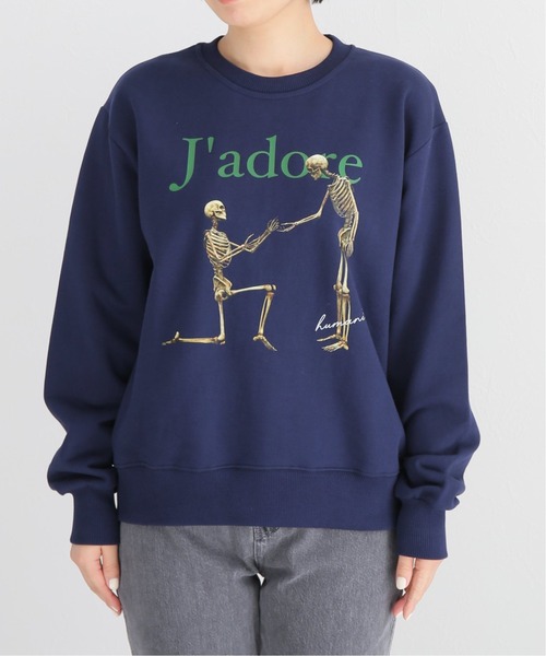 ROCKET x LUNCH（ロケットアンドランチ）の「【ROCKET × LUNCH/ロケット ランチ】R HUMANITE GRAPHIC SWEATS（Tシャツ/カットソー・レディース・チャコールグレー/ネイビー・SMALL）」の6枚目の写真