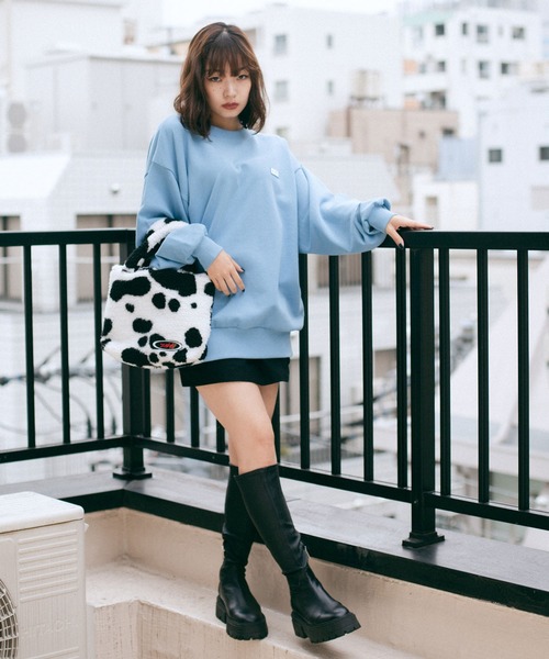 X-girl（エックスガール）の「DALMATIAN BOA TOTE BAG（トートバッグ・レディース・ホワイト/ブラウン・ONE SIZE）」の3枚目の写真