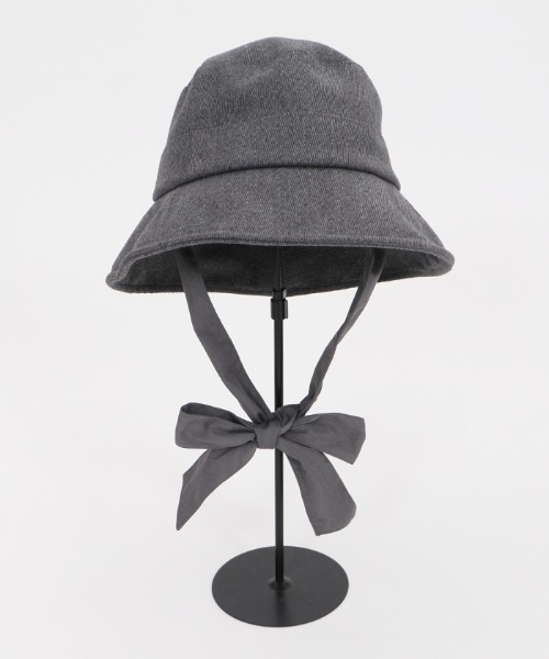 axes femme(アクシーズファム)の「リボン付きバケットハット(ハット・レディース・ブラック/グレー・MEDIUM)」の4枚目の写真