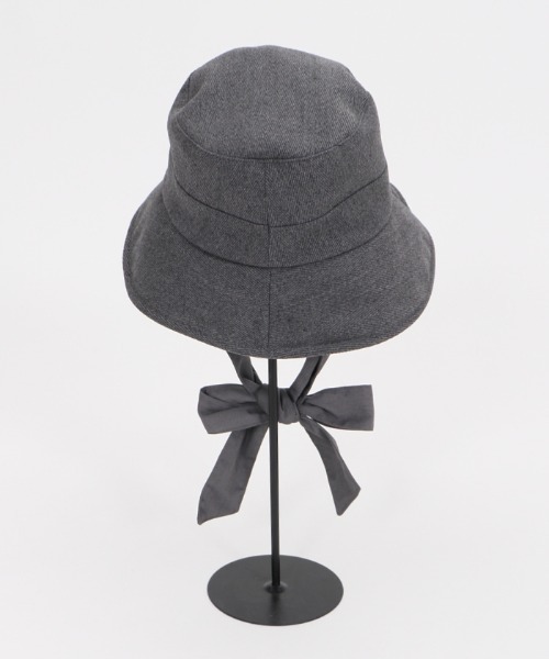 axes femme(アクシーズファム)の「リボン付きバケットハット(ハット・レディース・ブラック/グレー・MEDIUM)」の6枚目の写真