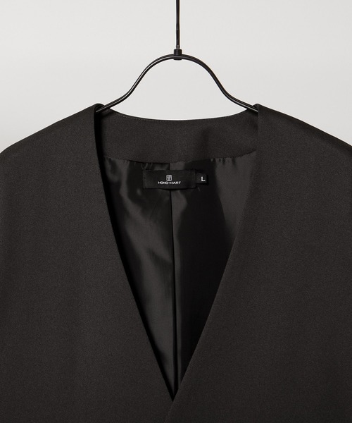 MONO-MART(モノマート)の「【セットアップ】ビッグシルエット スタプレ ポリツイル ノーカラージャケット&イージータックテーパードパンツ(セットアップ・メンズ・ブラック/ネイビー/ブラウン/モスグリーン/グレー系その他/グレイッシュベージュ・M/L)」の7枚目の写真