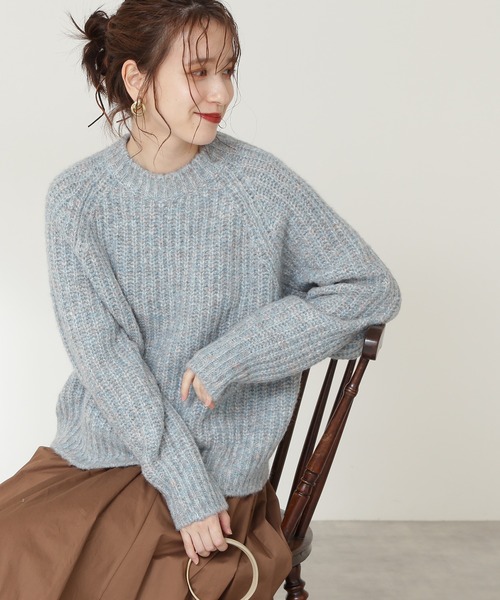 N.(N. Natural Beauty Basic)(エヌエヌナチュラルビューティーベーシック)の「◆ミックスカラーメランジニット(ニット/セーター・レディース・ブラウン/オフホワイト/ブルー・MEDIUM)」の3枚目の写真